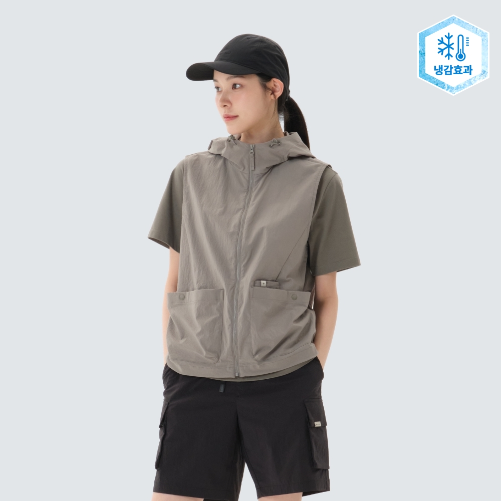 루트 여성 후드 베스트 Vintage Gray