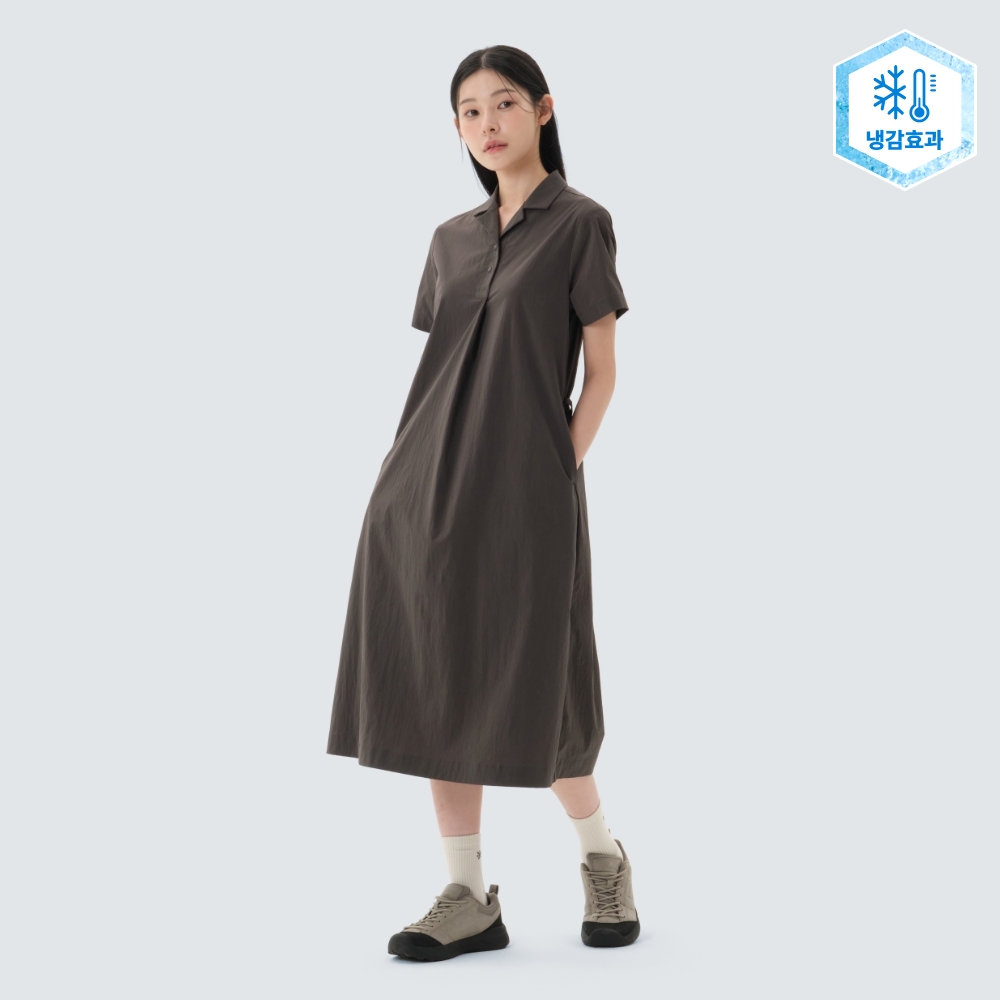 루트 카라 원피스 Chocolate Khaki