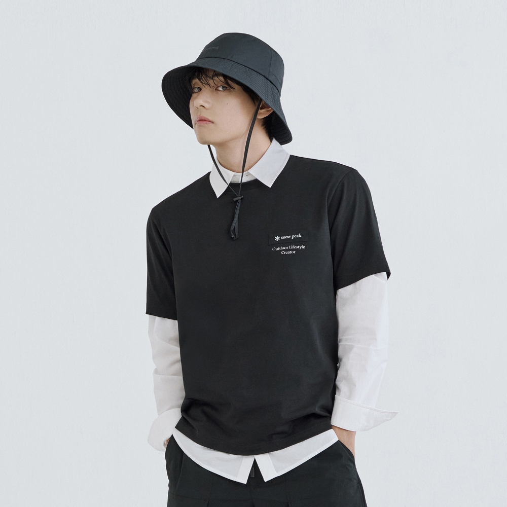 에어로쿨 레터링 우븐 패치 반팔 티셔츠 Black