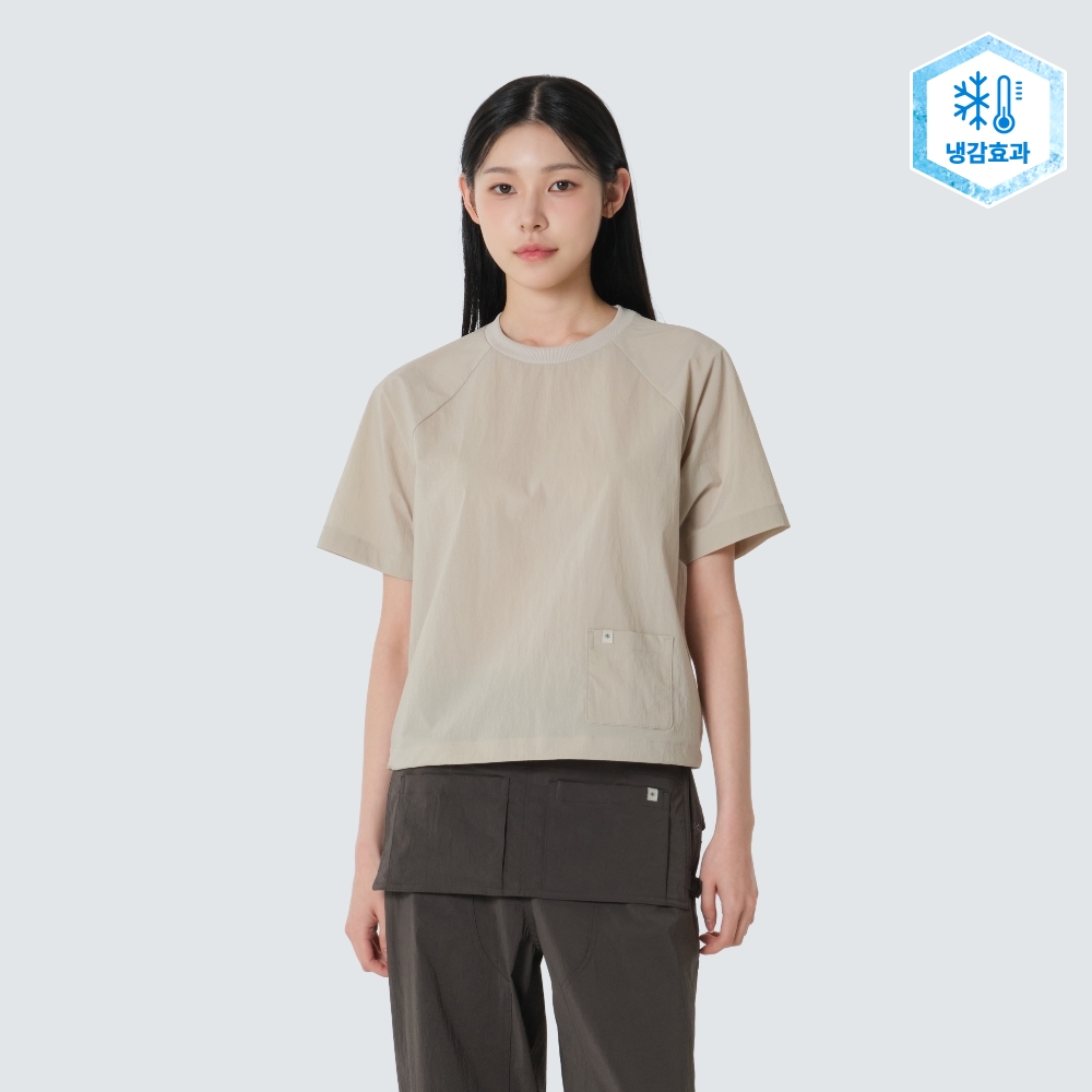 루트 여성 포켓 반팔 티셔츠 Light Beige