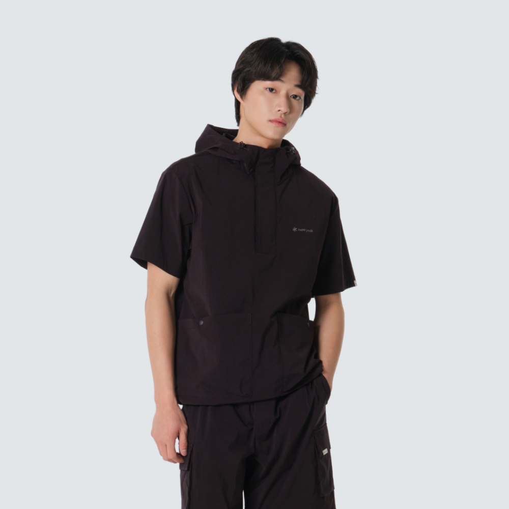 루트 후드 반팔 아노락 Wine