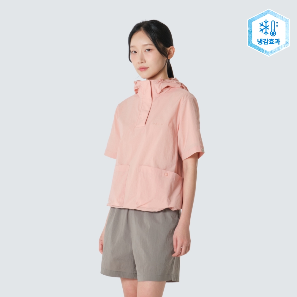 루트 여성 후드 반팔 아노락 Light Pink
