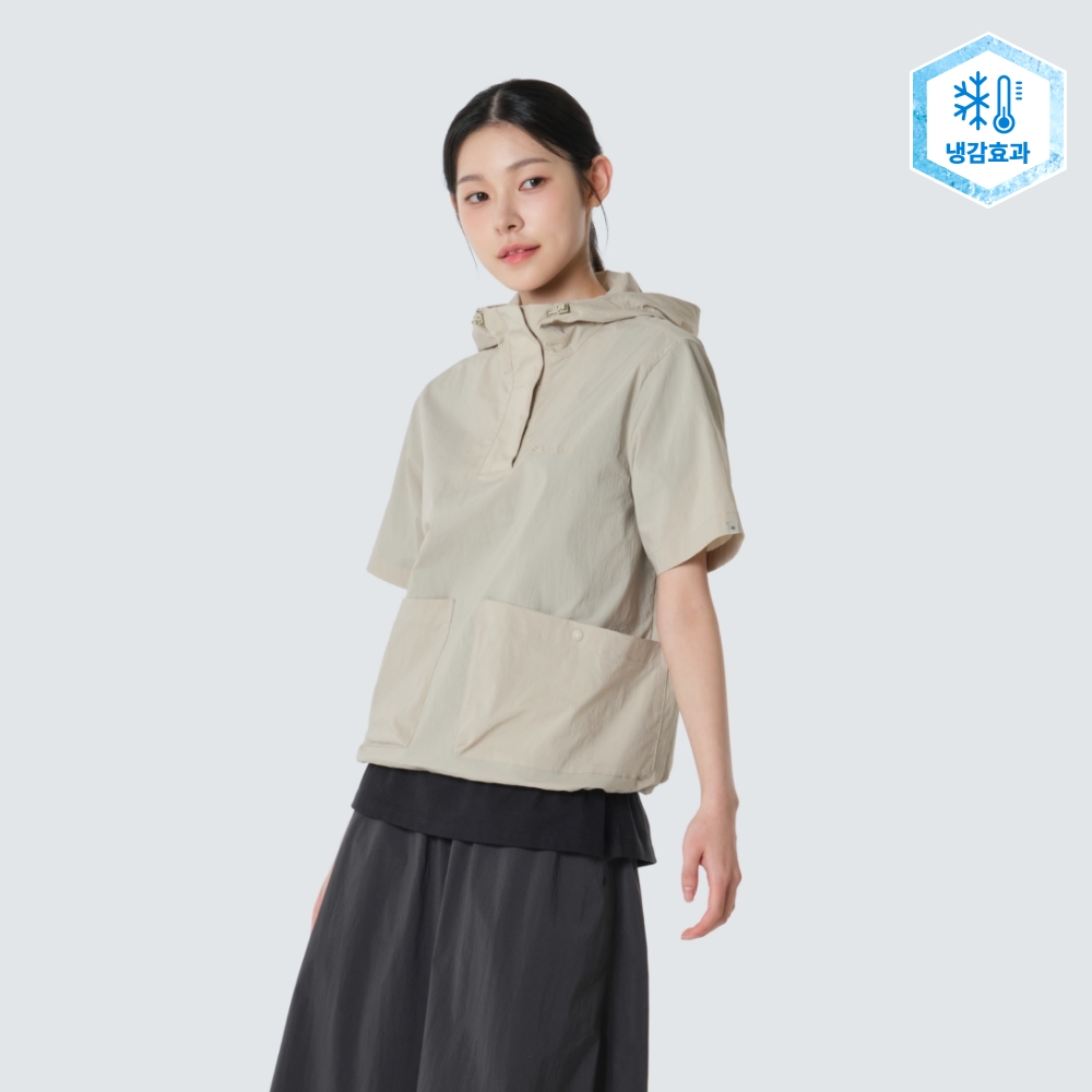 루트 여성 후드 반팔 아노락 Light Beige