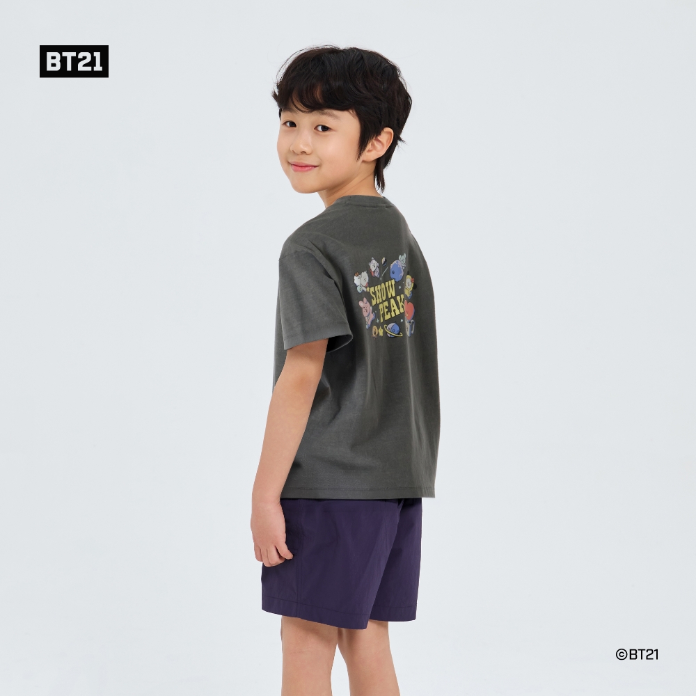 [스노우피크 I BT21] 키즈 그래픽 반팔 티셔츠 Dark Charcoal