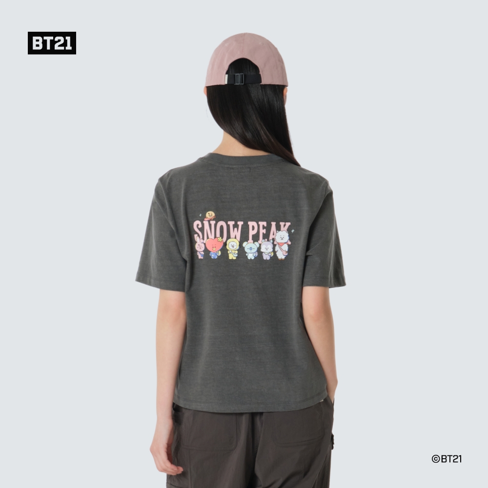 [스노우피크 I BT21] 여성 세미크롭 반팔 티셔츠 Dark Charcoal