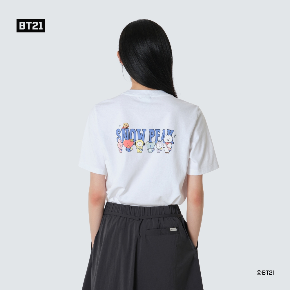 [스노우피크 I BT21] 여성 세미크롭 반팔 티셔츠 White