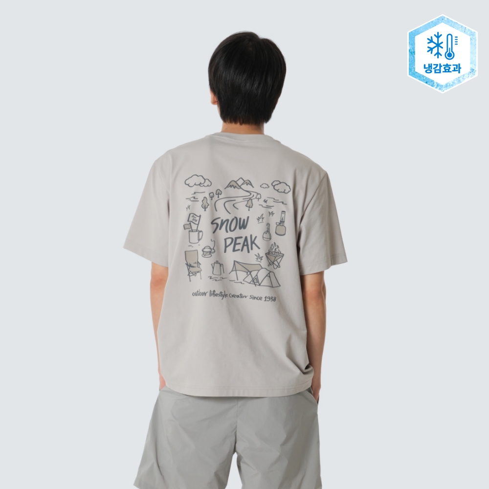 리젠 퀵드라이 캠핑 그래픽 반팔 티셔츠 Light Beige