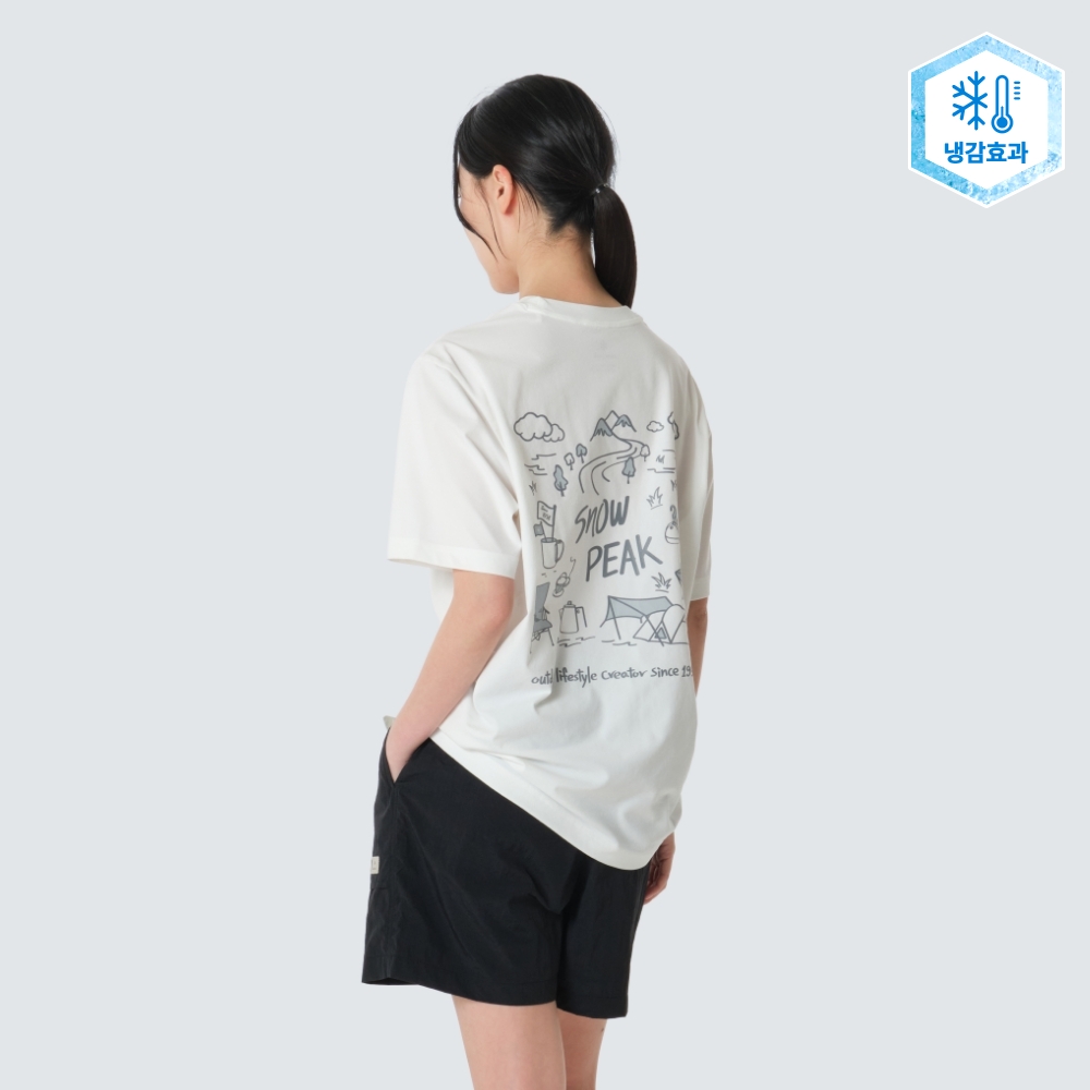 리젠 퀵드라이 캠핑 그래픽 반팔 티셔츠 Off White