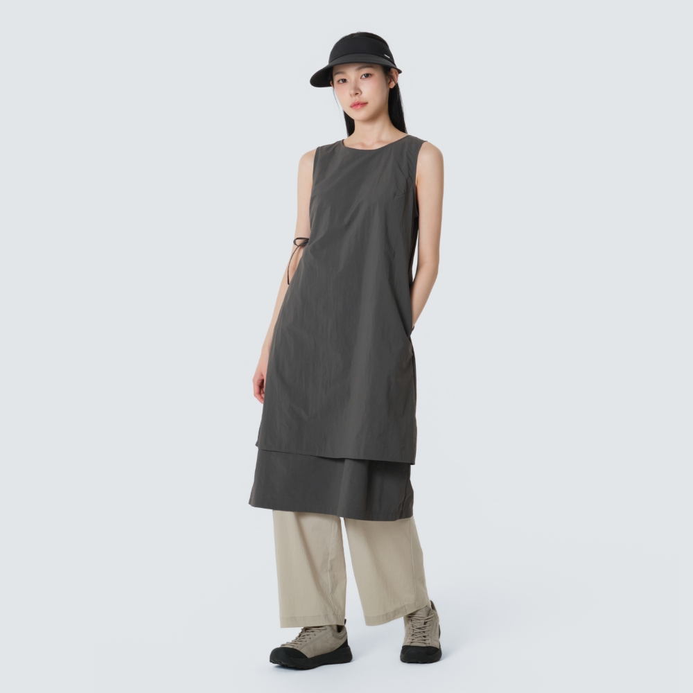경량 타슬란 여성 슬리브리스 원피스 Rustic Khaki