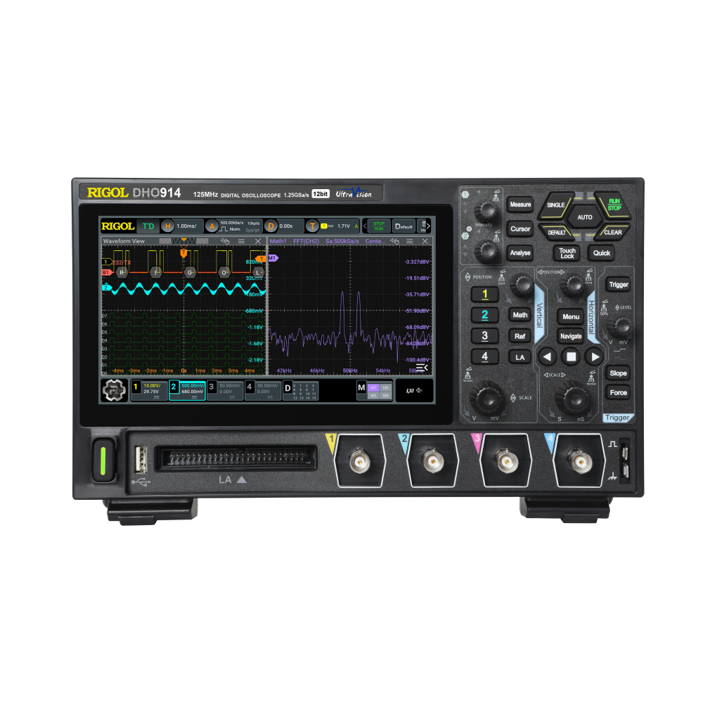 DHO914 | 리골 DHO900 시리즈 | 포터블 오실로스코프 | Rigol | 125Mhz | 4CH | 1.25GSa/s | 50Mpts
