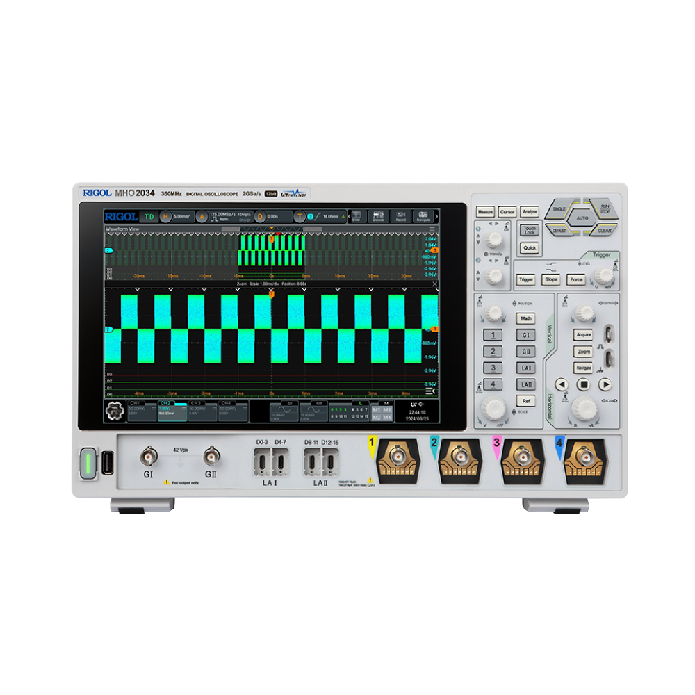 MHO2034 | 리골 MHO2000 시리즈 | 포터블 오실로스코프 | Rigol | 350Mhz | 4+16CH (옵션) | 2GSa/s | 500Mpts | 내장신호소스 (옵션)