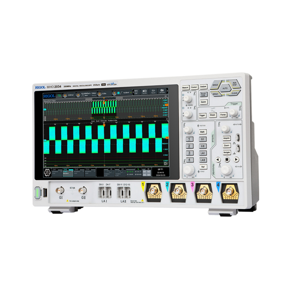 MHO2034 | 리골 MHO2000 시리즈 | 포터블 오실로스코프 | Rigol | 350Mhz | 4+16CH (옵션) |  2GSa/s | 500Mpts | 내장신호소스 (옵션)