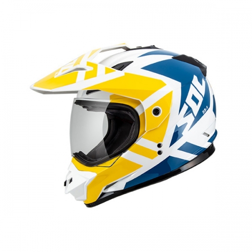 SOL SS-1 와일드 화이트 블루 옐로우 듀얼스포츠 헬멧