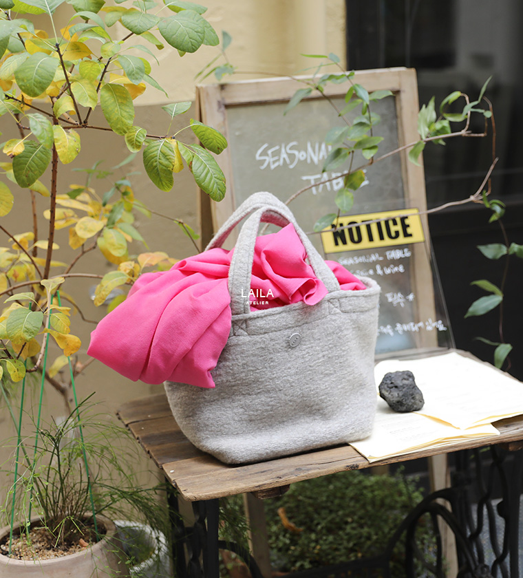 울 니트 토트백