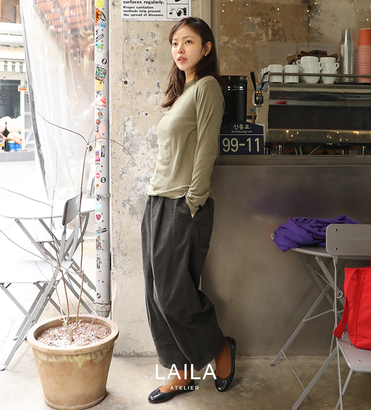 더블 코튼 와이드 팬츠