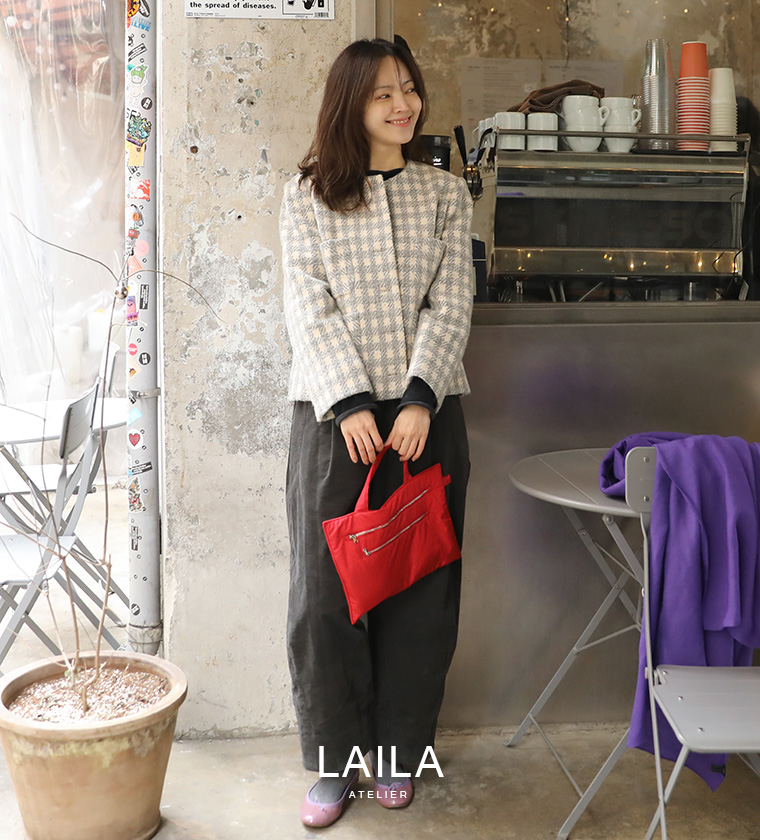 깜봉 울 체크 자켓