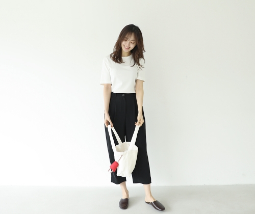 폴리 핀턱 팬츠