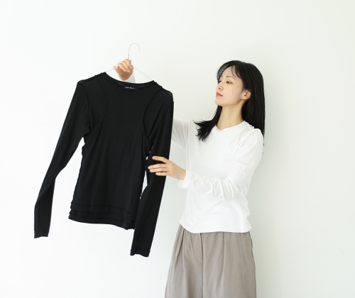 J  레이어드 긴팔티블랙