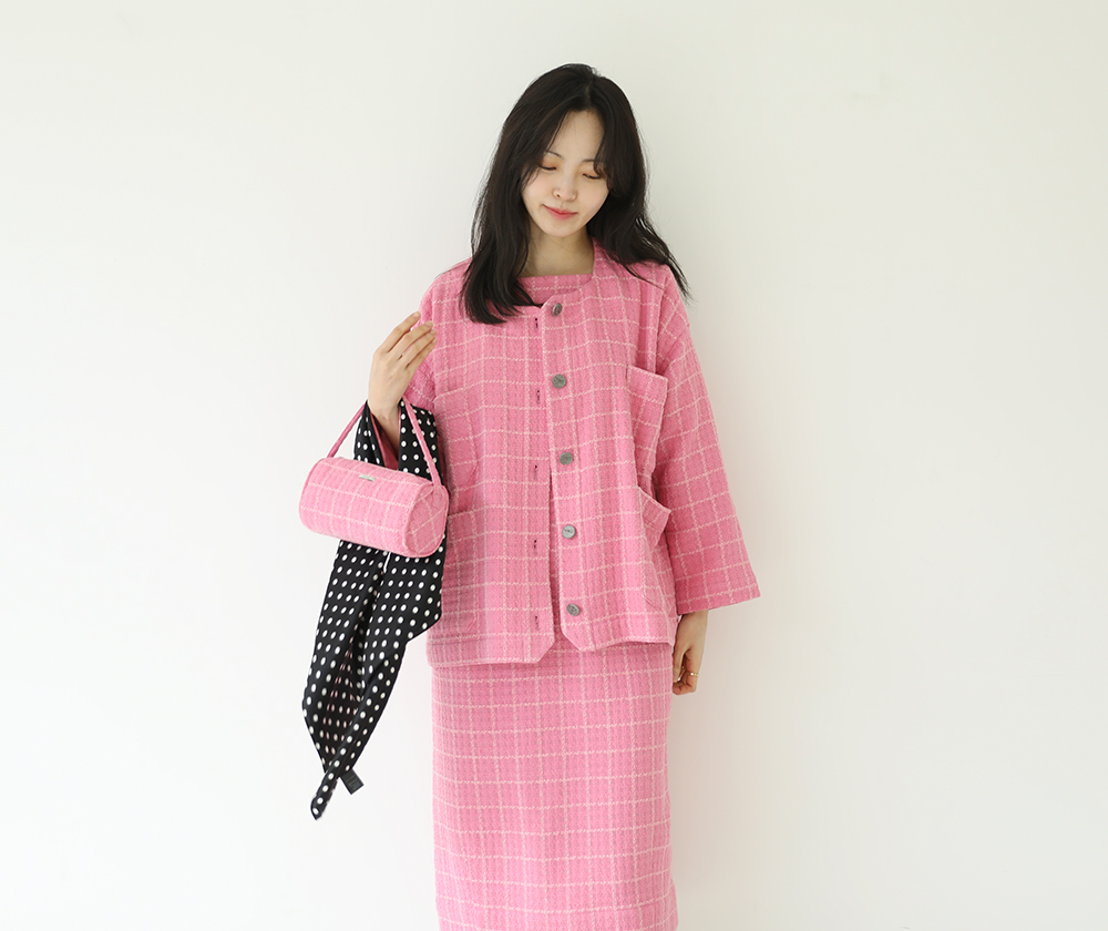 코튼 트위드 포켓 박시 자켓
