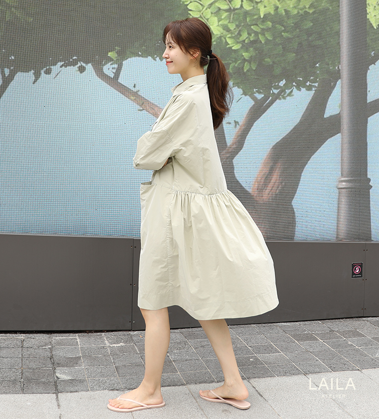 페일 그래스 셔츠 언발 원피스