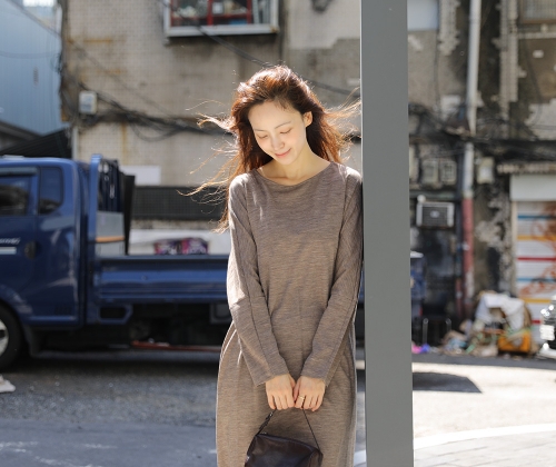 깜봉 가르송 울 저지 원피스