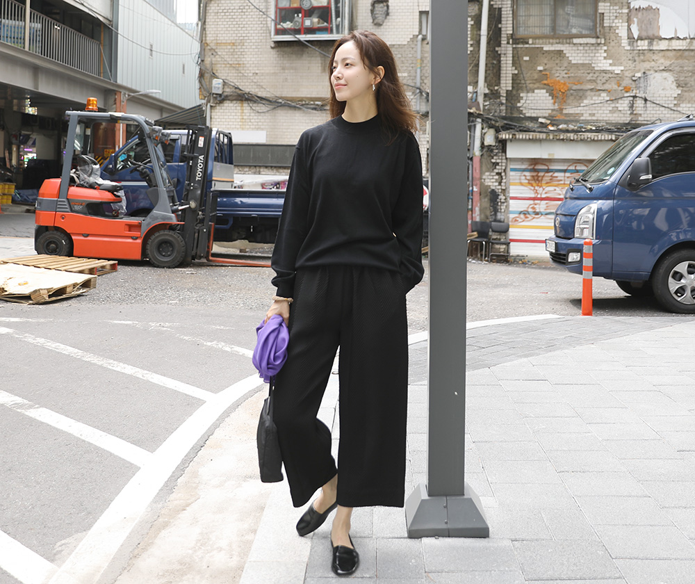 울 헤링본 팬츠