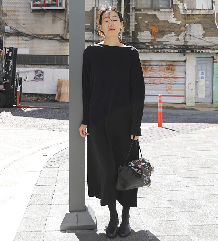 깜봉 코튼 저지 드레스