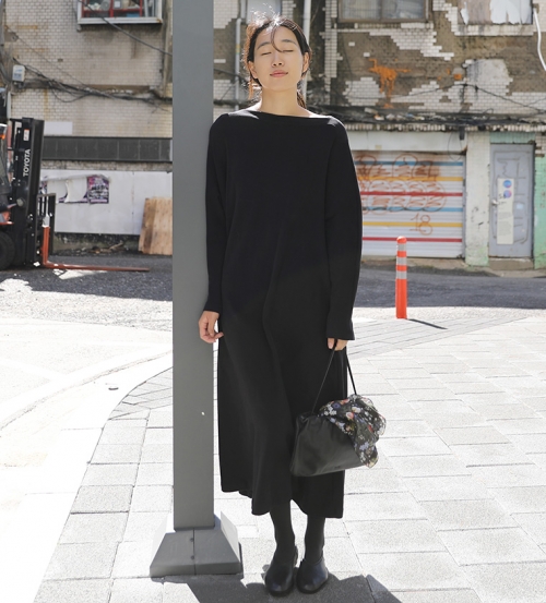 깜봉 코튼 저지 드레스