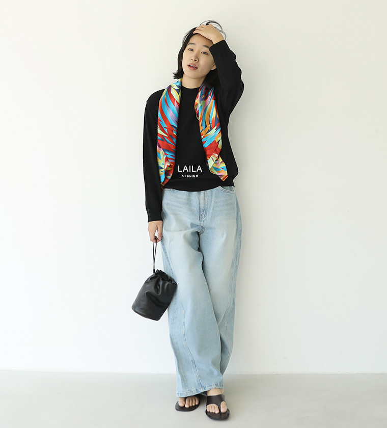 깜봉 실크 까레 스카프