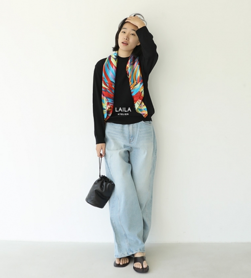 깜봉 실크 까레 스카프