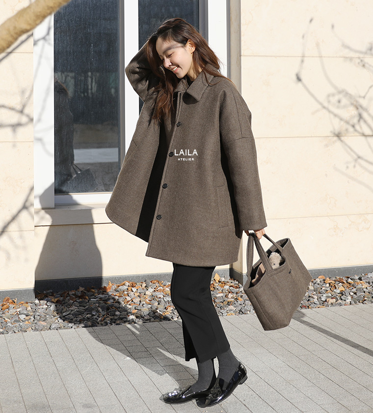 깜봉 울 누빔 토트백