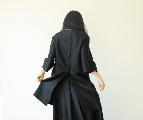 멜라스 실크 바바리블랙