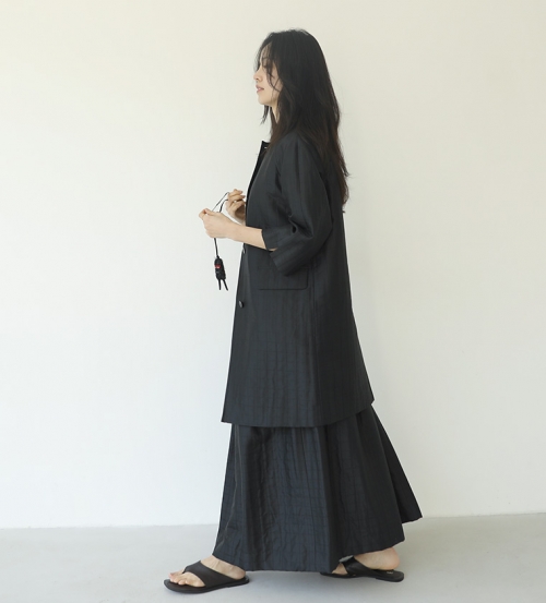 멜라스 실크 바바리블랙