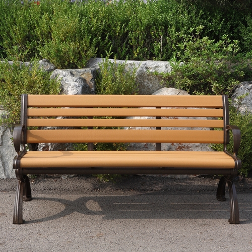 공원 정원 야외용 최적화 수지목 알루미늄 주물프레임 등받이 3인용 벤치의자
