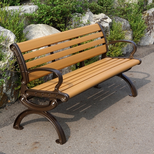공원 정원 야외용 최적화 수지목 알루미늄 주물프레임 등받이 3인용 벤치의자