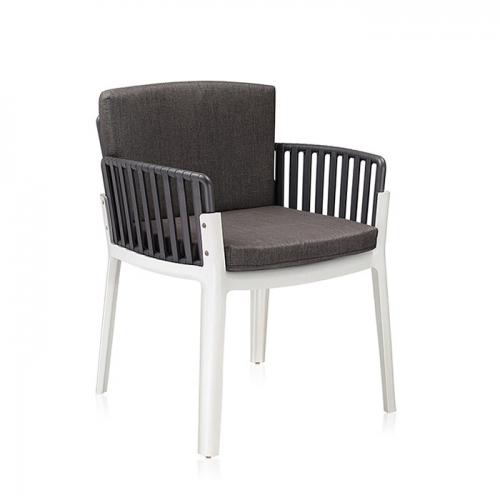업소용 플라스틱 인테리어 카페 매장 휴게실 디자인 패브릭쿠션 투톤 사출 식탁 의자
