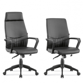 사무실 회의실 서재 사무용 블랙 입체적 등받이쿠션 인조가죽 의자