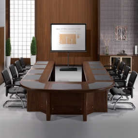 월넛의 중후한 디자인 대형 8인 13인 사무실 중역실 회의용 ㄷ자형 연결식 회의용책상 탁자