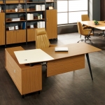 모던 스타일 티크 커브형 책상 사무실 디자인 2100 책상 사이드포함