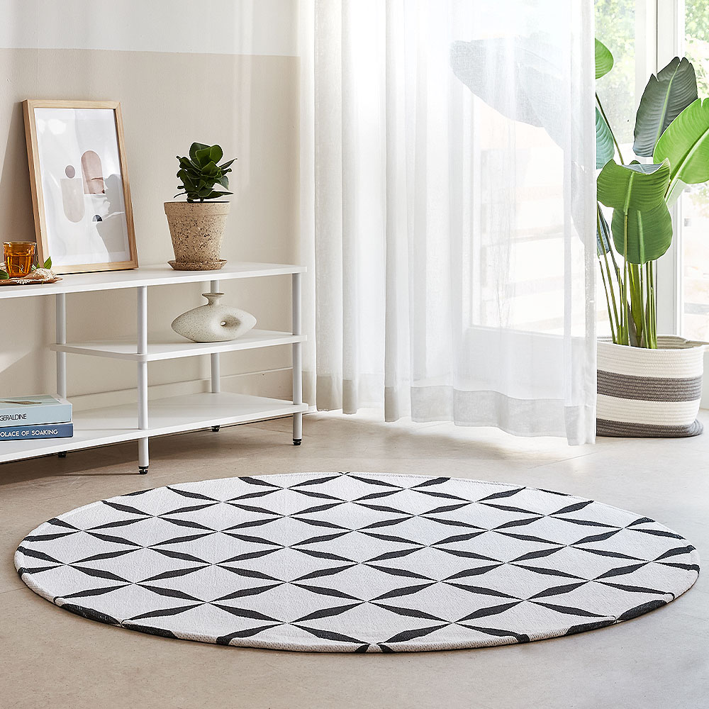 타일드 슬러브 단모 원형 러그