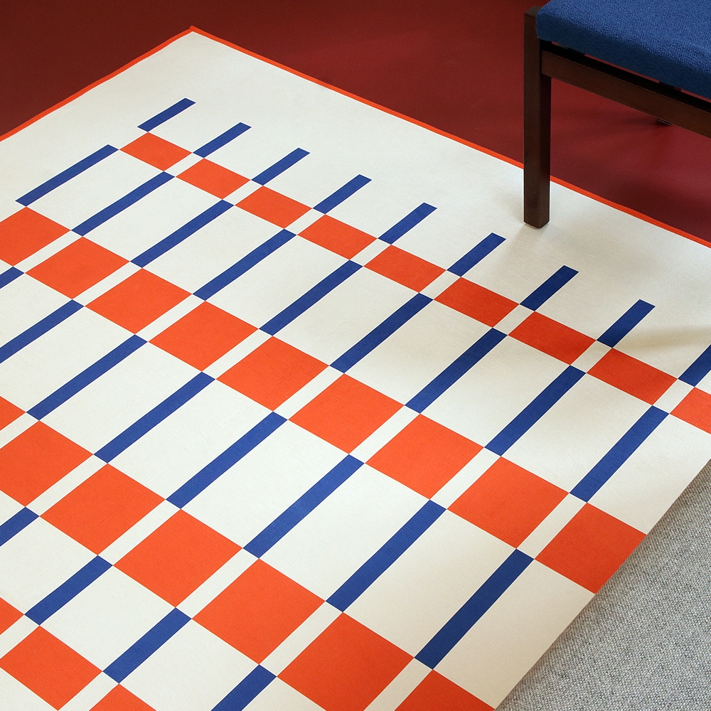 셔닐 포인트 체크스퀘어 미드센츄리 러그