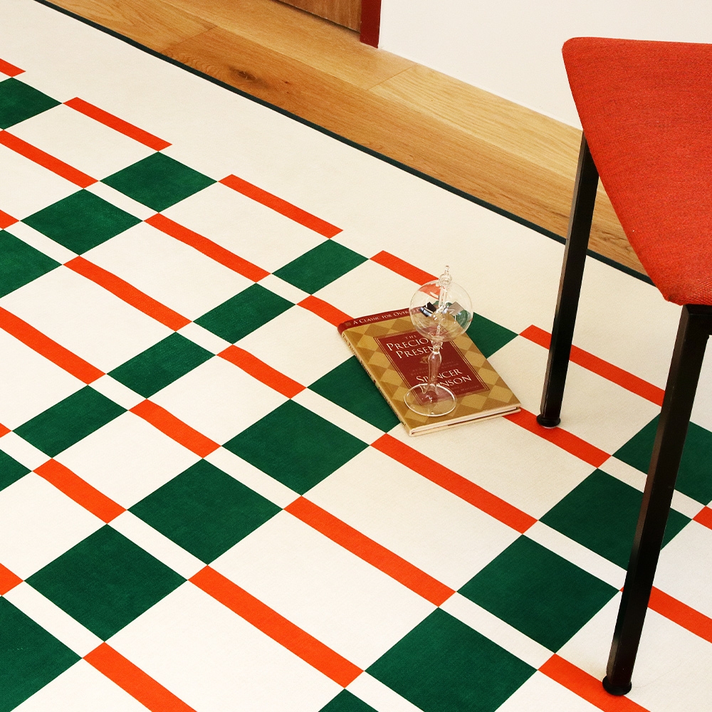 셔닐 포인트 체크스퀘어 미드센츄리 러그