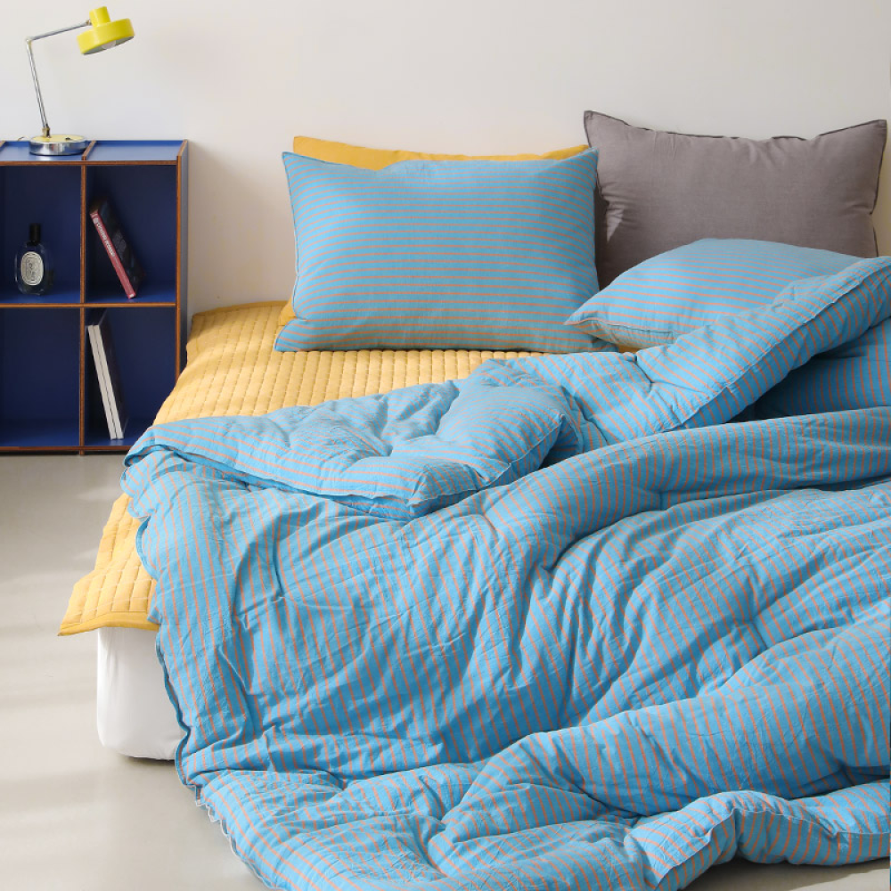 핀스트라이프 순면 선염 차렵이불 침구set