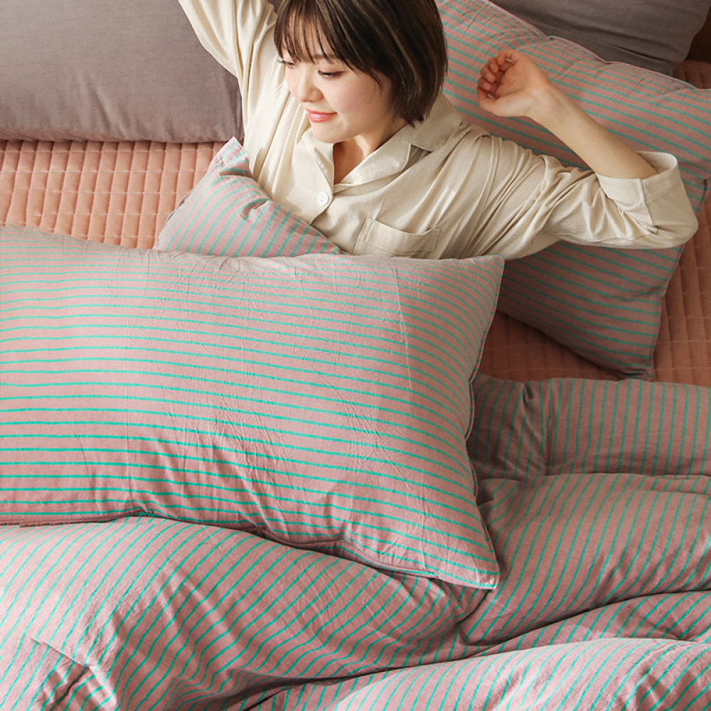 핀스트라이프 순면 선염 차렵이불 침구set