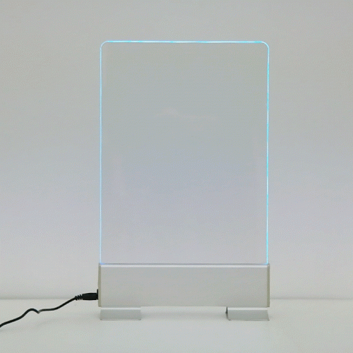 다양한 색이 연출되는 투명 스탠드형 LED 광고 보드 21.3X32.8cm