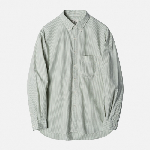 러프사이드 rough side Shirring Shirt Oxford Green ST