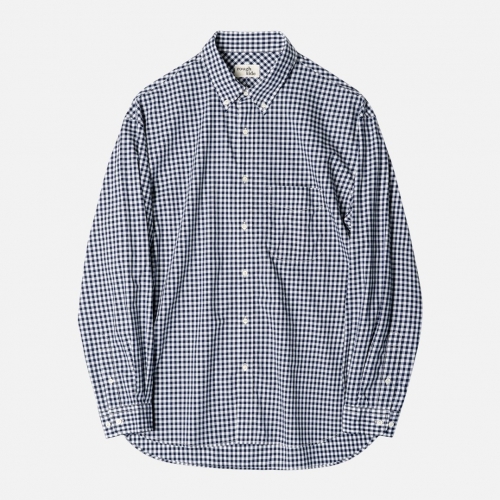 러프사이드 rough side Shirring Shirt Navy GH