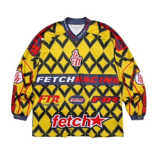 페치 펫치 페치선데이 fetch sunday  L/S LIGHTNING CHECKER RACING JERSEY YELLOW