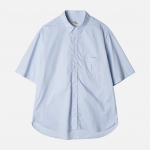 러프사이드 rough side Shirring Half Shirt Light Blue