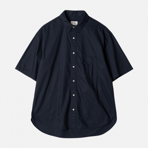 러프사이드 rough side Shirring Half Shirt Navy